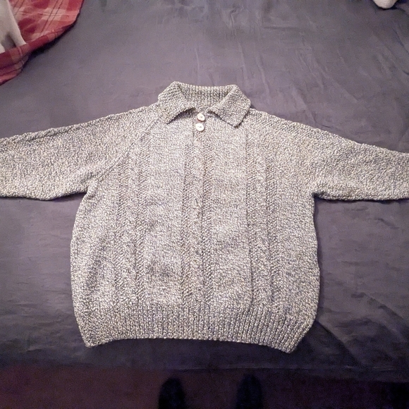 Men's Gray Sweater with Button Detail - Picture 3 of 14